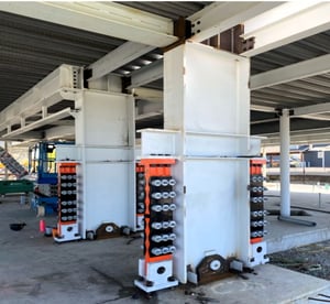Tectonus RSFJ structural isolators in steel columns_edited
